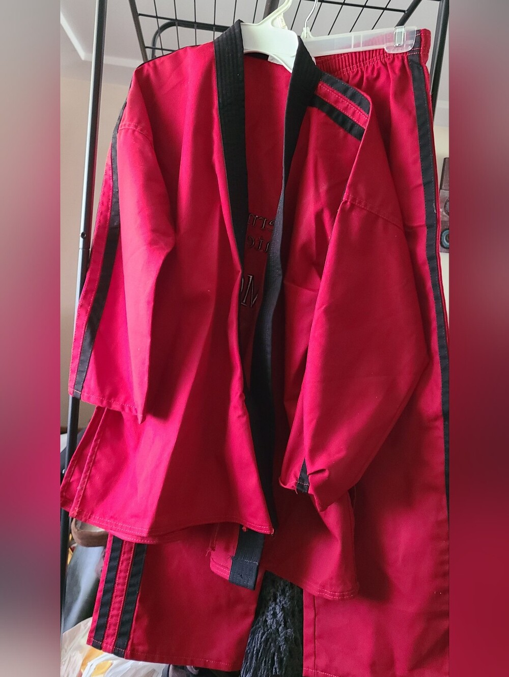 Red Martial Arts Gi Set with Black Trim. Unisex